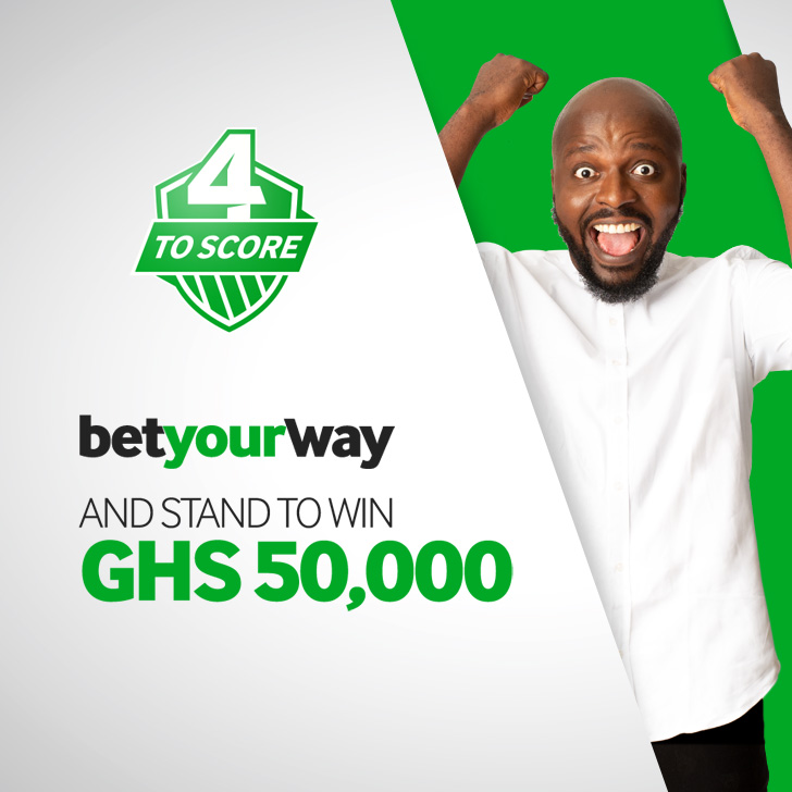 Play 4-To-Score and stand to win GHS 50,000 Play 4-To-Score and stand to win GHS 50,000