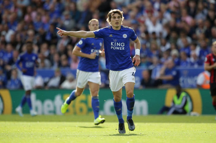 Caglar Soyuncu in action for Leicester