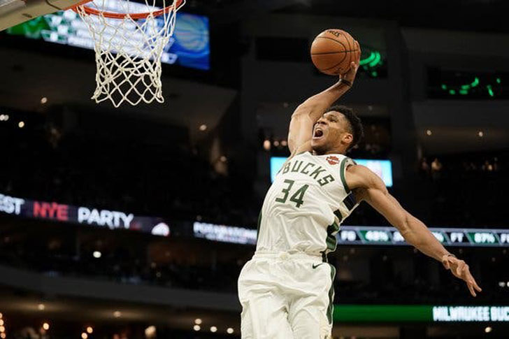 Giannis Antetokounmpo in action for Bucks