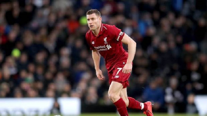 James Milner in action for Liverpool FC.