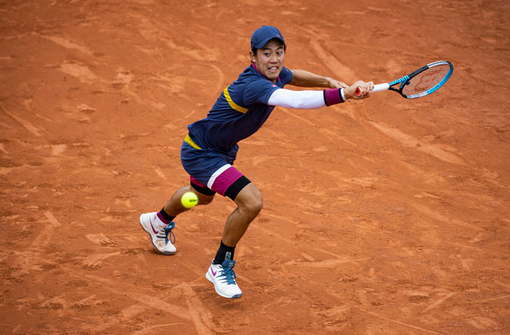 Kei Nishikori in action