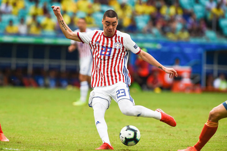 Miguel Almirón in action for Paraguay