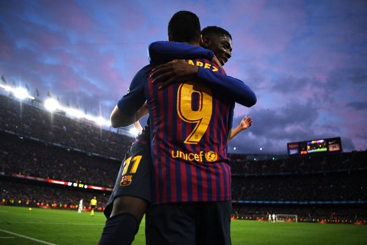 Ousmane Dembele in action for FC Barcelona