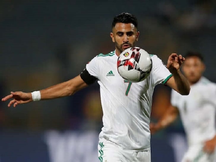 Riyad Mahrez in action for Algeria