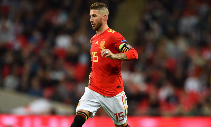 Sergio Ramos in action for Spain.
