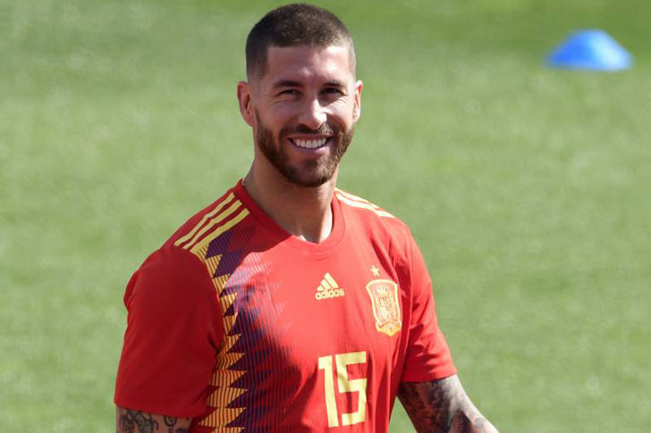 Sergio Ramos in action for Spain