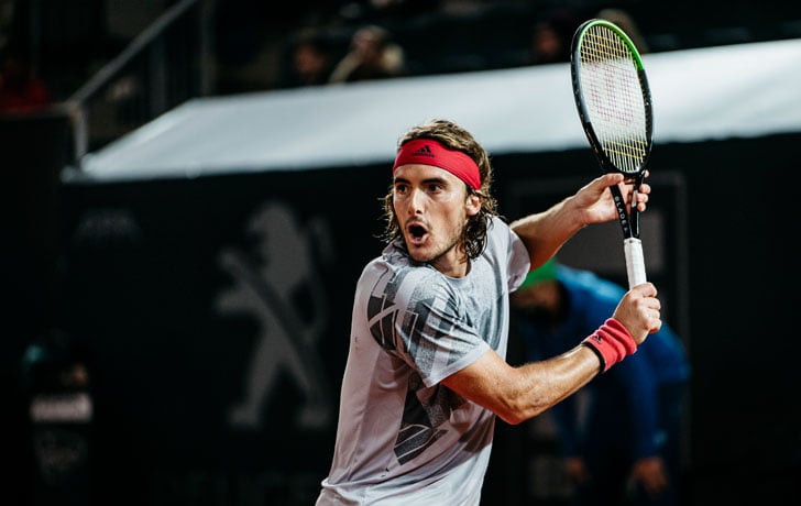 Stefanos Tsitsipas in action