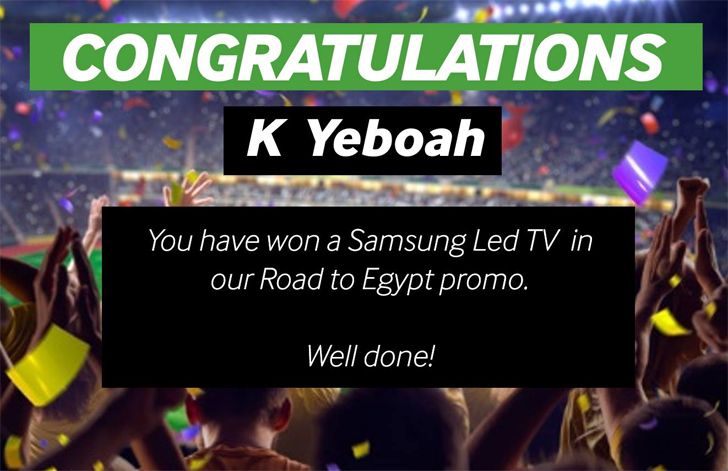 Congratulations to K. Yeboah who won himself a Samsung Led TV