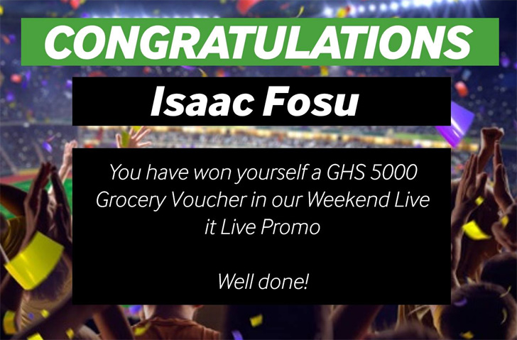 Isaac Fosu won a GHS 5000 Grocery Voucher