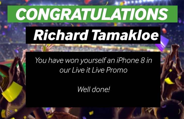 Richard Tamakloe won an iPhone 8